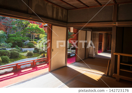 Manshu-in Monzeki temple with fall rock garden view from door, Kyoto, 142723176