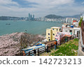 Tourists at Huinnyeoul Village with cherry blossom in spring, Busan 142723213