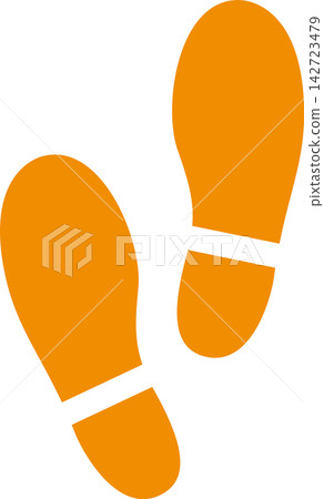 Footprint/shoe print icon mark illustration walking orange Footprint/shoe print icon mark illustration walking orange 142723479