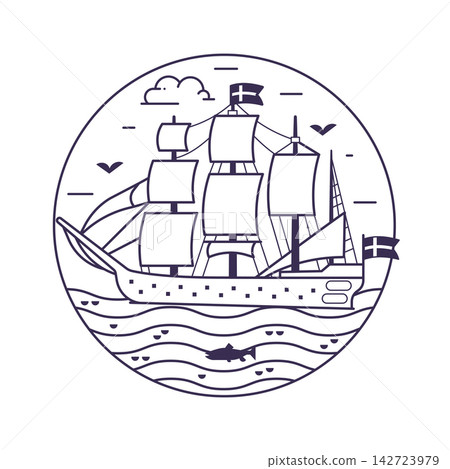 Traditional Sweden War Sailing Ship Traditional Sweden War Sailing Ship 142723979