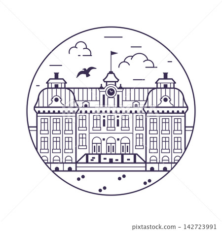 Drottningholm Palace Stockholm Landmark Line Icon Drottningholm Palace Stockholm Landmark Line Icon 142723991