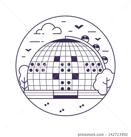 Avicii Arena Stockholm Landmark Line Icon 142723992