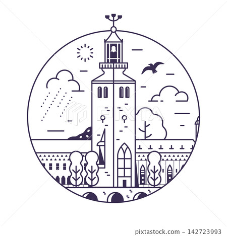 City Hall Stockholm Landmark Line Icon City Hall Stockholm Landmark Line Icon 142723993