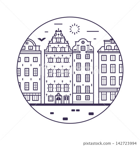 Gamla Stan Houses Stockholm Landmark Line Icon Gamla Stan Houses Stockholm Landmark Line Icon 142723994