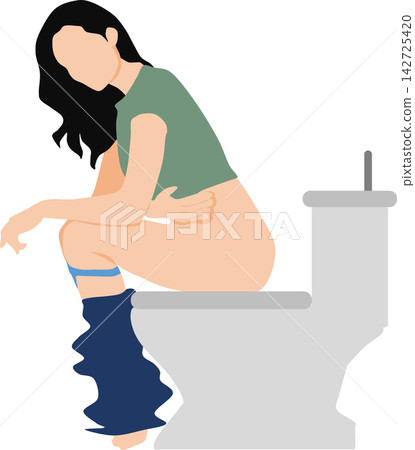 Illustration of a woman going to the toilet Illustration of a woman going to the toilet 142725420