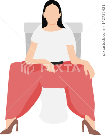 Illustration of a woman going to the toilet Illustration of a woman going to the toilet 142725421