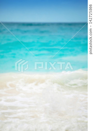 Softfocus turquoise Caribbean sea with white surf foam, sandy shoreline, blurred Softfocus turquoise Caribbean sea with white surf foam, sandy shoreline, blurred 142725866