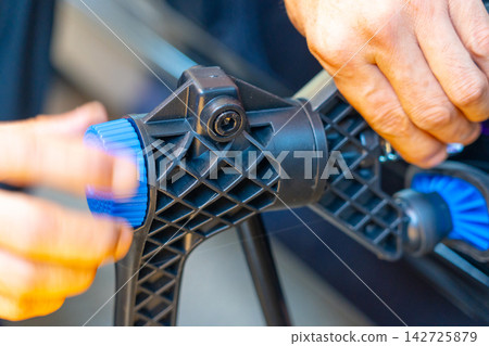 Removing dents on the car. PDR technology. Car body repair without painting. Removing dents on the car. PDR technology. Car body repair without painting. 142725879