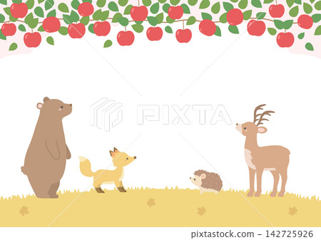 Autumn apple and animal background illustration Autumn apple and animal background illustration 142725926
