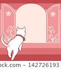 White cat and fantastical door frame material 142726193