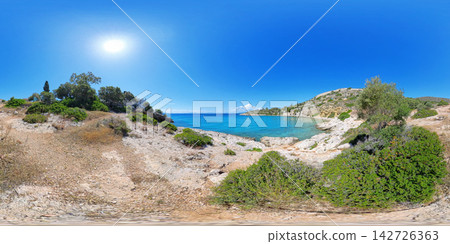 Rocky Aegean Sea Coast Near Athens, Greece, 360 VR Photo 8K Rocky Aegean Sea Coast Near Athens, Greece, 360 VR Photo 8K 142726363