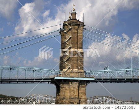 John A. Roebling Suspension Bridge Over Ohio River Cincinnati John A. Roebling Suspension Bridge Over Ohio River Cincinnati 142726593