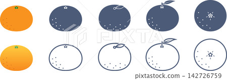 A set of mandarin orange icons in various variations. A set of mandarin orange icons in various variations. 142726759