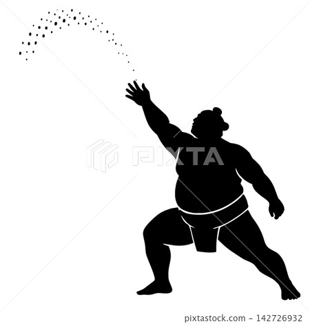 A silhouette of a sumo wrestler performing the traditional sumo ritual of throwing salt high into the air. A silhouette of a sumo wrestler performing the traditional sumo ritual of throwing salt high into the air. 142726932
