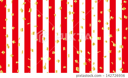 金色彩帶在紅白背景上飄揚(16:9 寬高比) 金色彩帶在紅白背景上飄揚(16:9 寬高比) 142726936