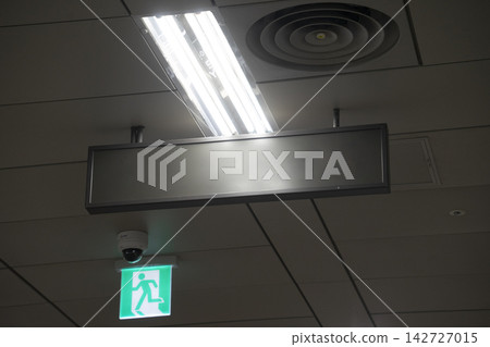 Hanging Ceiling Advertising Sign Mockup in Indoor Space 142727015