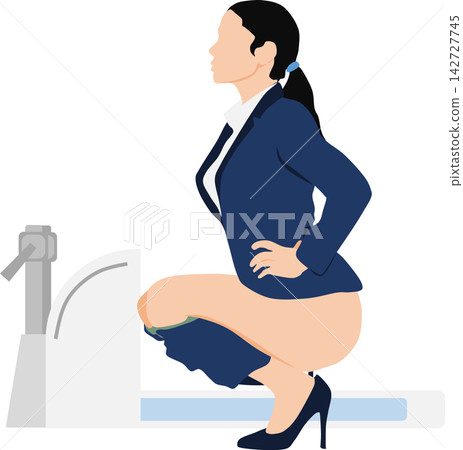 一幅女性上廁所的插圖 142727745