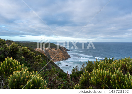 Coastal cliffs and ocean view from Cape Otway Lightstation, Australia Coastal cliffs and ocean view from Cape Otway Lightstation, Australia 142728192