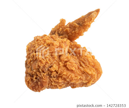 Fried chicken leg drumstick isolated on white background with clipping path, Junk food high calorie. Fried chicken leg drumstick isolated on white background with clipping path, Junk food high calorie. 142728353