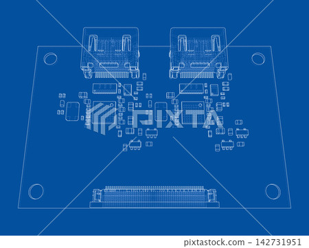 circuit board blueprint illustration. Vector circuit board blueprint illustration. Vector 142731951
