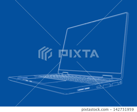 laptop wireframe illustration. Vector 142731959