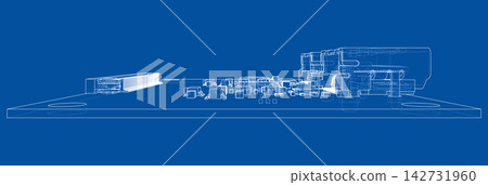 circuit board wireframe illustration. Vector 142731960
