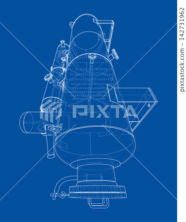 industrial machine blueprint illustration. Vector industrial machine blueprint illustration. Vector 142731962