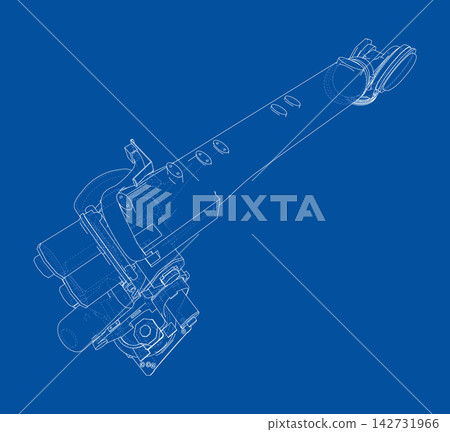 mechanical arm blueprint illustration. Vector 142731966