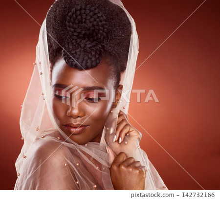 Black woman, hairstyle and scarf in red background with glow, makeup or fashion with volume or braids. African, female person and style, trendy for design, beauty and glamour with confidence or pride Black woman, hairstyle and scarf in red background with glow, makeup or fashion with volume or braids. African, female person and style, trendy for design, beauty and glamour with confidence or pride 142732166