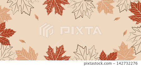 Autumn horizontal banner with leaves. Illustration for Fall background, autumn holidays. 142732276