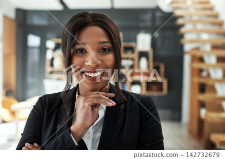 Attorney, portrait and happy black woman and thinking for business person in office, confidence and development. Advisor, law firm and agency with legal consultant and thoughtful for company Attorney, portrait and happy black woman and thinking for business person in office, confidence and development. Advisor, law firm and agency with legal consultant and thoughtful for company 142732679