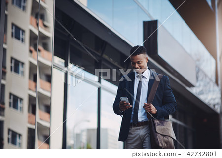 City, business and black man with phone walking to office reading news, info or lawyer to contact client. Typing, email and attorney commute to court and planning travel schedule in app or online City, business and black man with phone walking to office reading news, info or lawyer to contact client. Typing, email and attorney commute to court and planning travel schedule in app or online 142732801