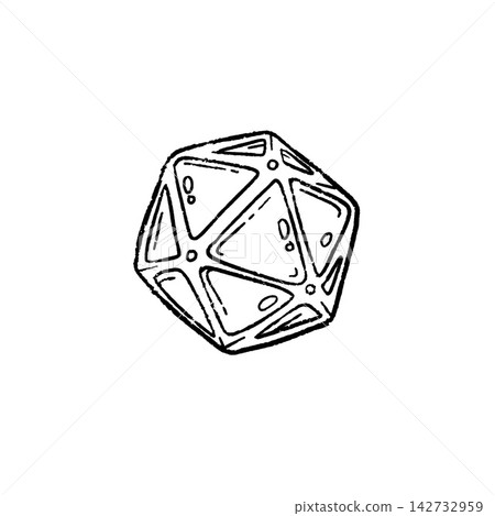 D20 dice outline, black white line art blank die, tabletop game icon. Fantasy rpg gambling emblem, dice twenty sides sketch. D20 dice outline deco D20 dice outline, black white line art blank die, tabletop game icon. Fantasy rpg gambling emblem, dice twenty sides sketch. D20 dice outline deco 142732959