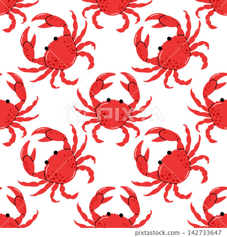 Red Crab Seamless Pattern for Seafood and Nautical Designs Red Crab Seamless Pattern for Seafood and Nautical Designs 142733647