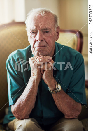 Nursing home, senior and man on couch, mental health and thinking in living room, recovery and healthcare of person. House, lounge and patient of Alzheimers, retirement and hope for treatment Nursing home, senior and man on couch, mental health and thinking in living room, recovery and healthcare of person. House, lounge and patient of Alzheimers, retirement and hope for treatment 142733802
