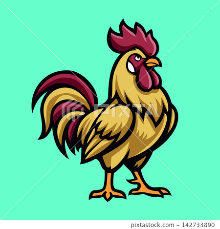 Aggressive Rooster Cock Fighting Bird Vector Illustration 142733890