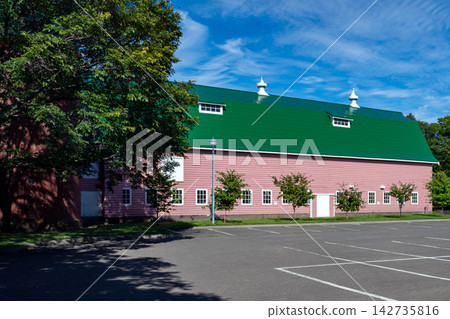 Former Machimura Farm, First Cow Shed, Ebetsu City, Hokkaido, Blue Sky Former Machimura Farm, First Cow Shed, Ebetsu City, Hokkaido, Blue Sky 142735816