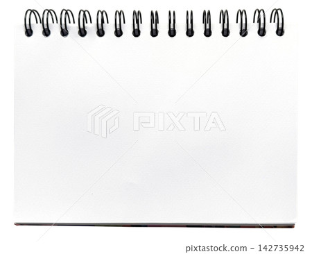 Blank White Spiral Notebook Page Isolated Background. 142735942
