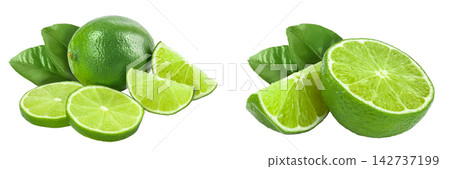 lime with half isolated on white background lime with half isolated on white background 142737199