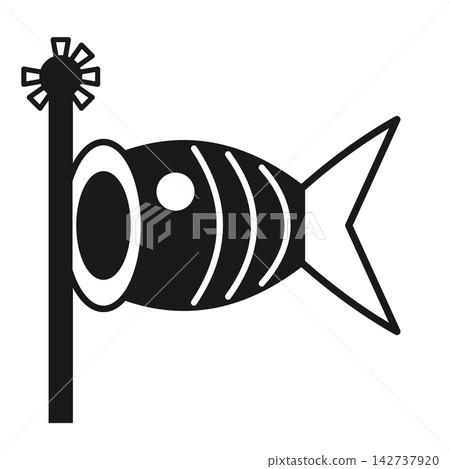 兒童節鯉魚旗(koinobori)剪影圖示。 兒童節鯉魚旗(koinobori)剪影圖示。 142737920