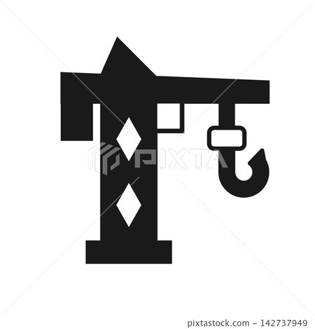 描繪塔式起重機（建築）的輪廓圖標 142737949