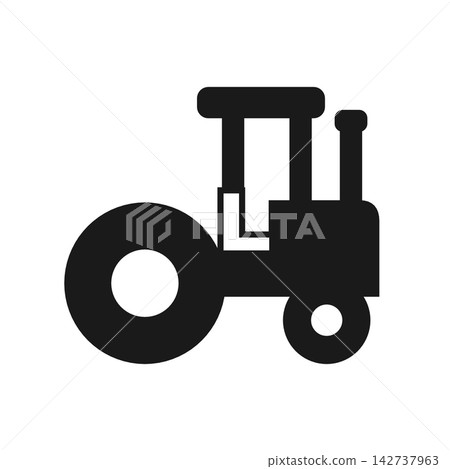 描繪拖拉機（農業）的輪廓圖標 142737963