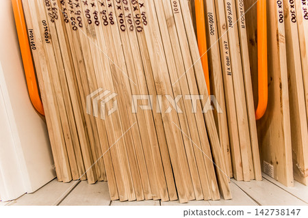 Assortment wooden stack wood panels object plank board store building material Assortment wooden stack wood panels object plank board store building material 142738147