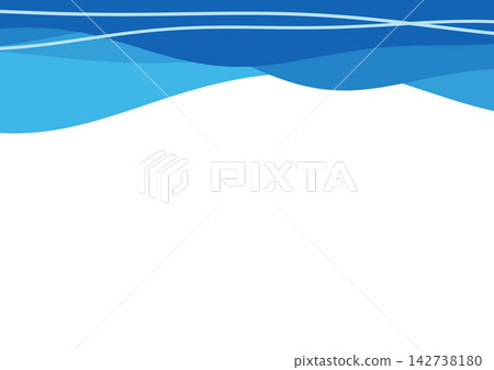 充滿活力的藍色條帶邊框，波浪向上湧動 [水平] 142738180