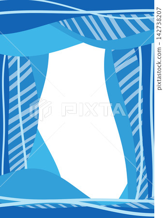 A vibrant blue band frame with undulating waves and diagonal lines flowing in all directions [Vertical] 142738207