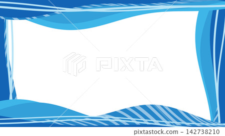 A vibrant blue band frame with undulating waves and diagonal lines flowing in all directions [Wide] 142738210