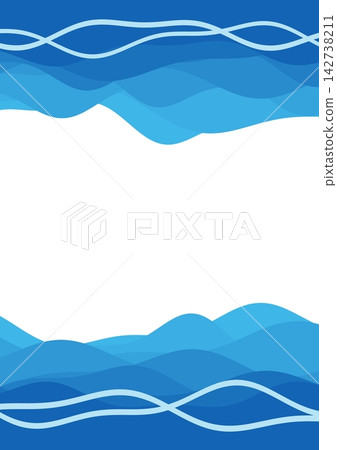 A vibrant blue band frame with overlapping waves flowing vertically. [Vertical] 142738211
