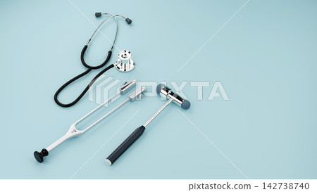Medical Diagnostic Set with Stethoscope Reflex Hammer and Tuning Fork C128 with Right Copy Space 142738740