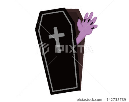 Halloween illustration of a hand sticking out of a coffin - Monster Halloween illustration of a hand sticking out of a coffin - Monster 142738789