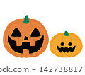 Cute Halloween illustrations of parent and child pumpkins side by side 142738817
